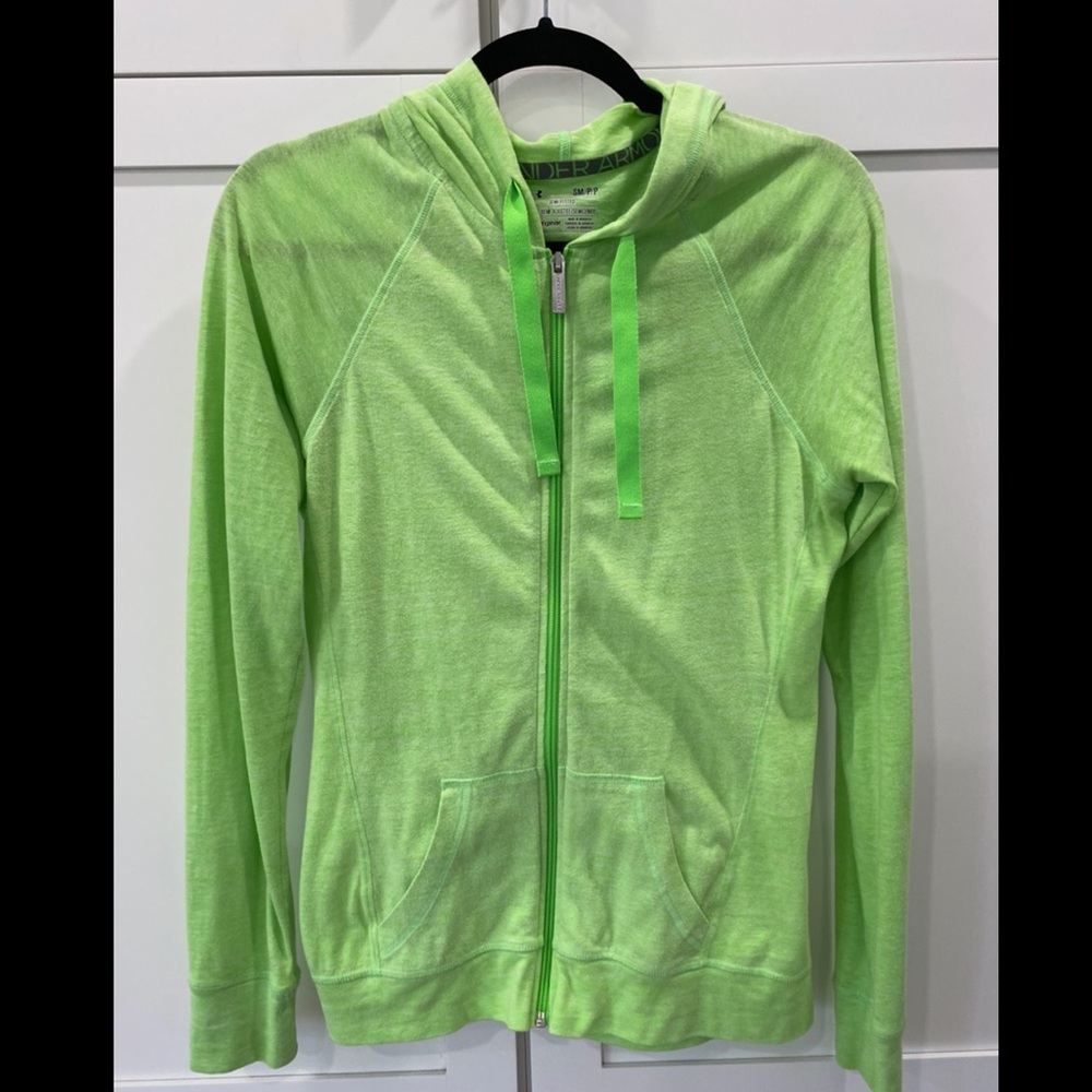 Under Armour lime green heat gear zip up size S